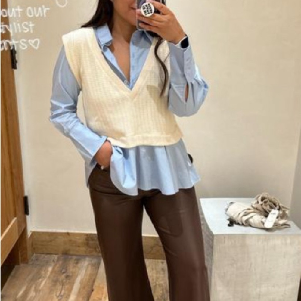By Anthropologie Mockable Shirt Sweater Vest NWT